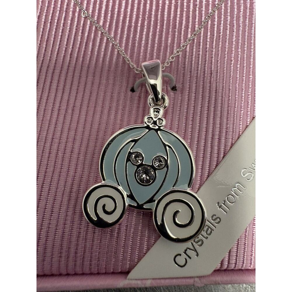 Disney Parks Pink Mickey Pumpkin Carriage Necklace